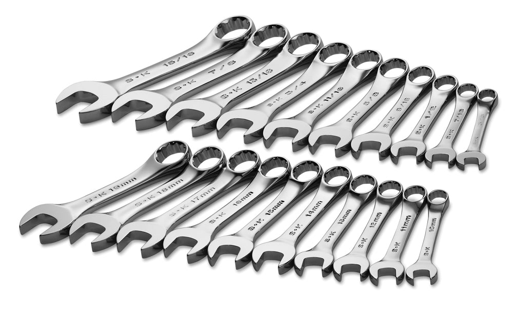 20-Piece 12-Point SAE/Metric Short Combination Wrench Set - Professional Mechanics Tool Kit for Automotive, Home & DIY Repairs - Perfect for Tight Spaces & Quick Fixes