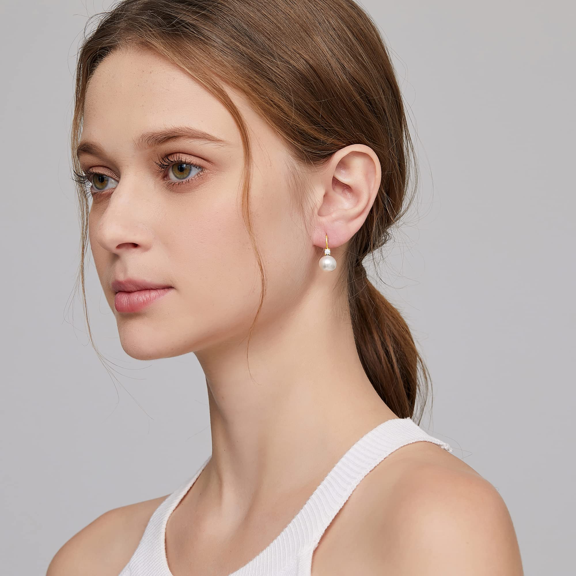 Jiamiaoi 925 Sterling Silver Pearl & Diamond Dangle Drop Earrings for Women - Elegant Lever Back Design with Gift Box | Perfect for Weddings, Parties & Special Occasions
