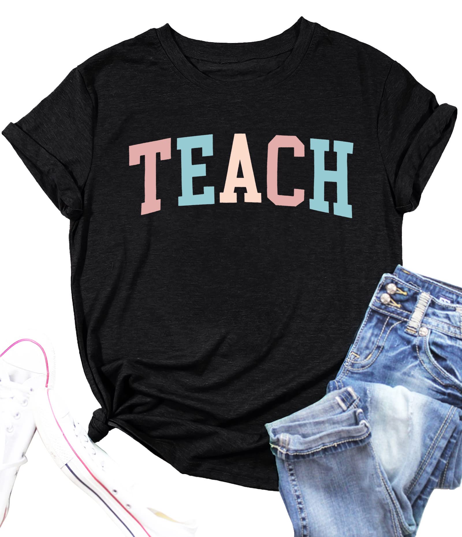 Funny Teacher T-Shirt for Women - Short Sleeve Graphic Printed Blouse - Perfect Teacher Appreciation Gift & Casual Wear for School, Classroom & Teacher's Day