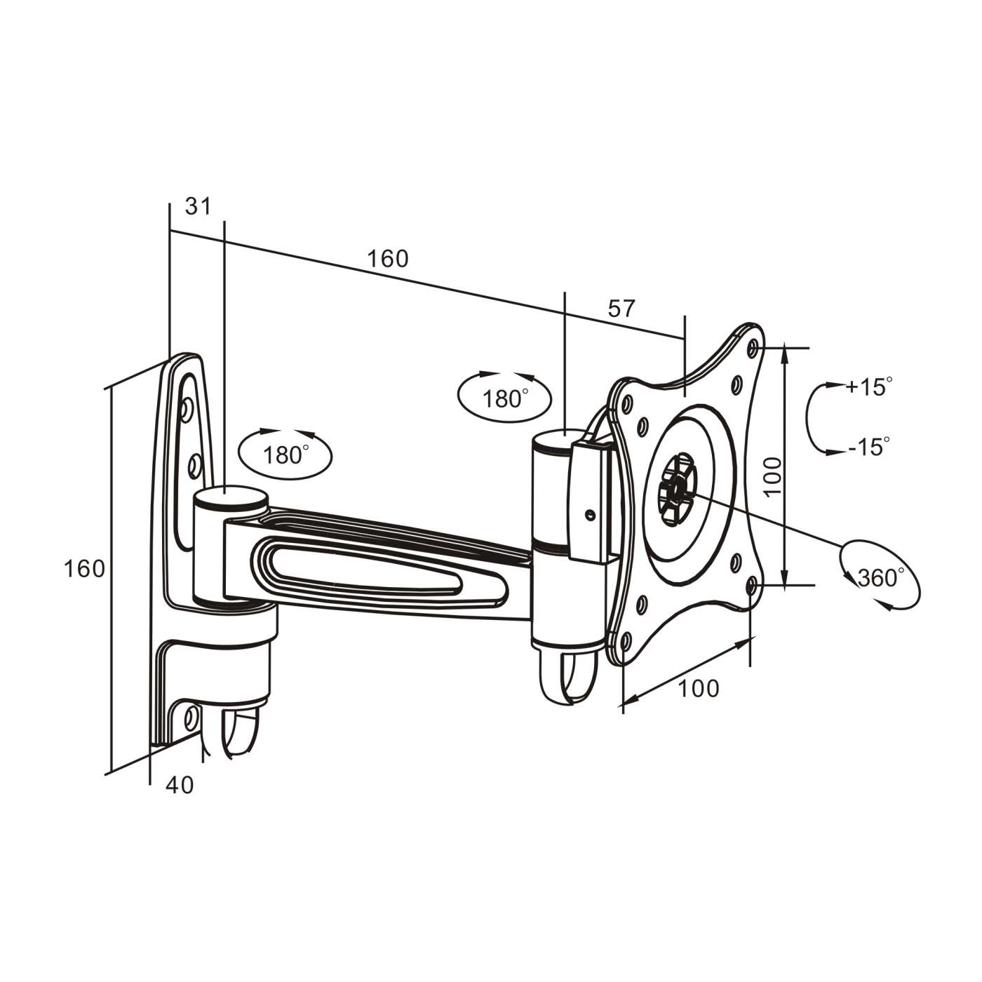 Universal Full Motion TV Wall Mount Bracket for Flat Panel Screens 37-70 Inch - Adjustable Tilt Swivel Articulating Arm for Living Room, Bedroom, Office