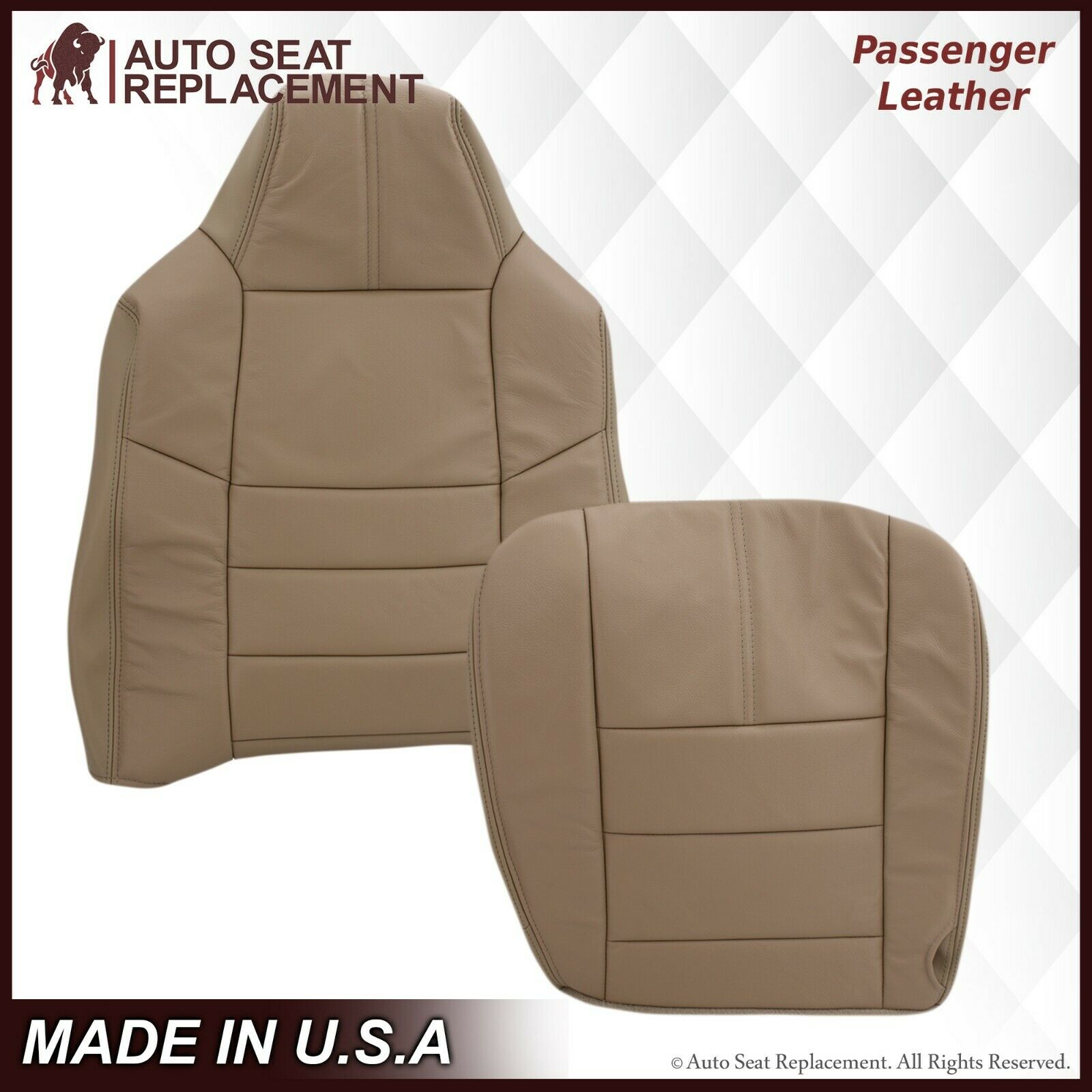 2008-2010 Ford F-250 F-350 F-450 F-550 Lariat Seat Cover in Camel Tan - Premium Leather Replacement Covers for Trucks - Perfect for Off-Roading, Work & Daily Driving