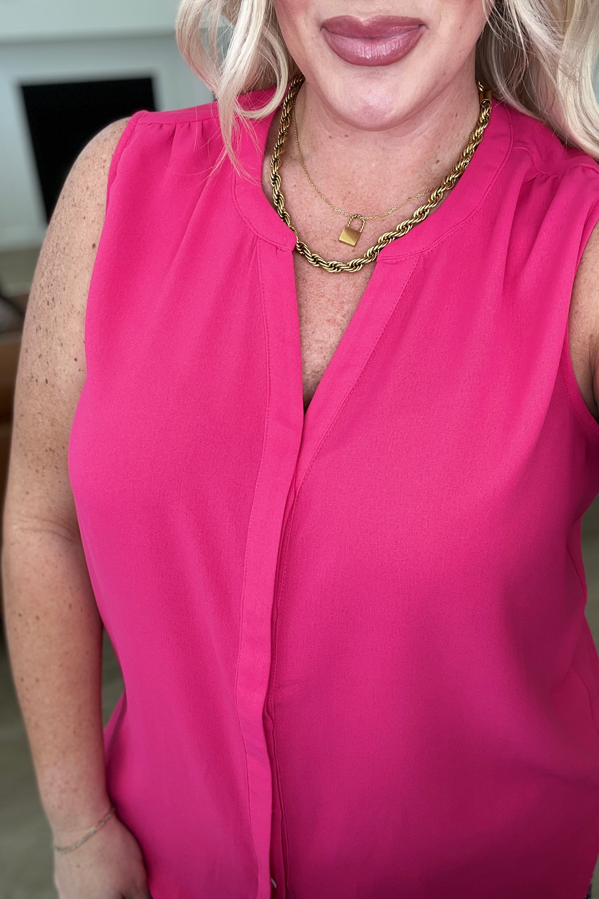 Love Me Now Sleeveless Blouse - Hot Pink Women's Fashion Top for Summer, Date Night & Office Wear