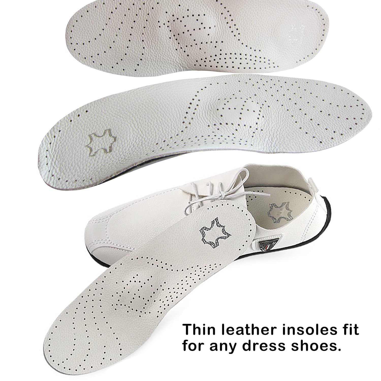 **Women's Thin Leather Orthotic Insoles for Flat Feet & Plantar Fasciitis – Semi-Rigid Arch Support for Heel Pain Relief, Non-Slip Shoe Pads for Metatarsal & Heel Spurs (US Women's 5-6 M) – Perfect for Work, Walking & Comfortable All-Day Wear**
