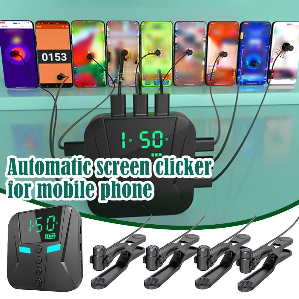 12-Port Auto Clicker for Smartphones - Adjustable Screen Tapper for Apps, Live Streaming & Gaming - Fast Continuous Click Simulation for Likes, Rewards & Tasks (Perfect for TikTok, YouTube & Mobile Games)