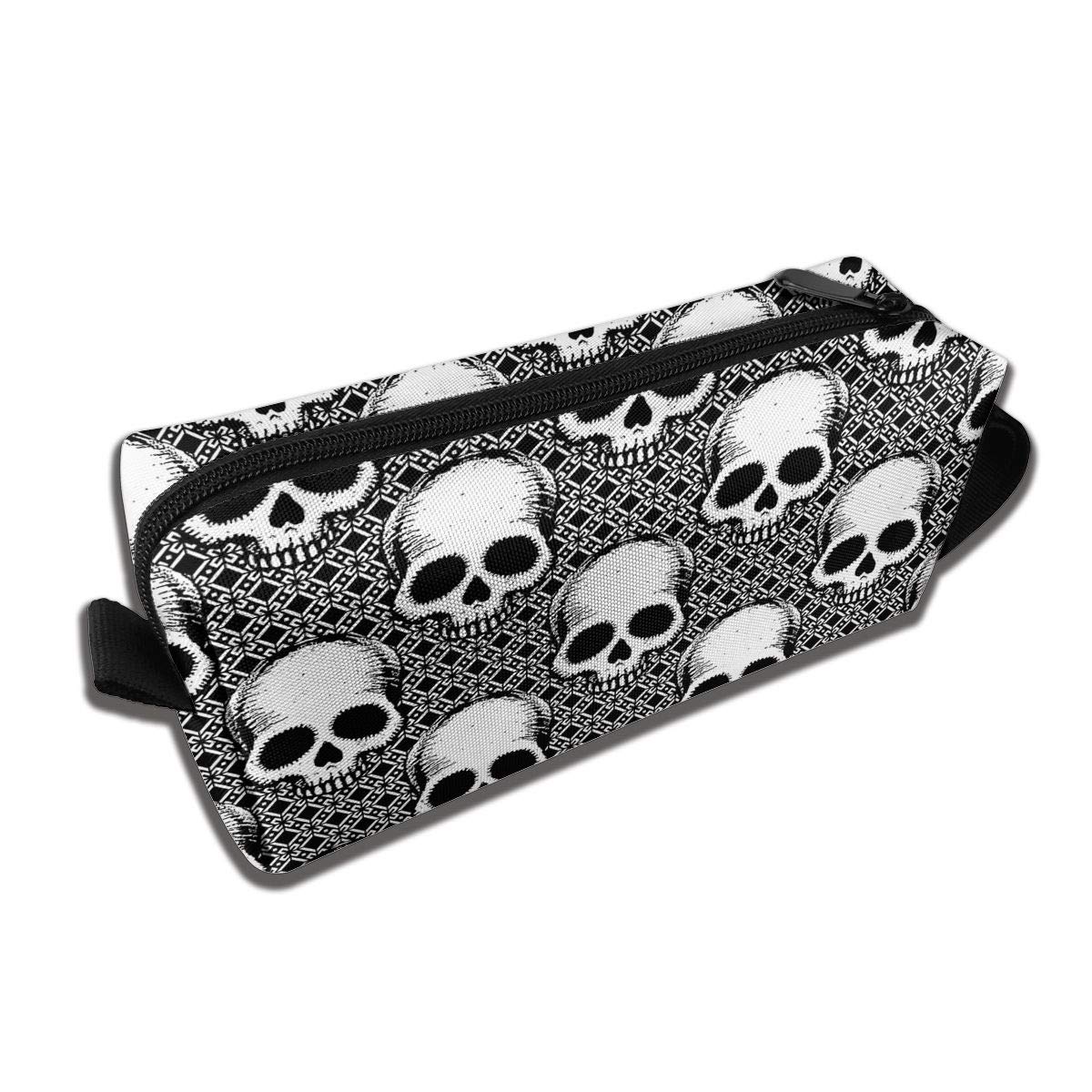 YISHOW Black and White Skulls Makeup Bag - Cute Travel Cosmetic Pouch, Toiletry Organizer Case for Women | Perfect for Travel, Gym, and Daily Essentials Storage