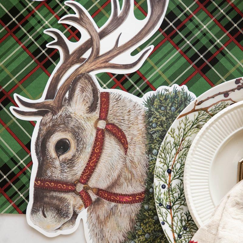 Christmas Reindeer Die-Cut Placemats - Set of 4 Holiday Table Mats for Festive Dining, Party Decor, and Seasonal Home Decoration