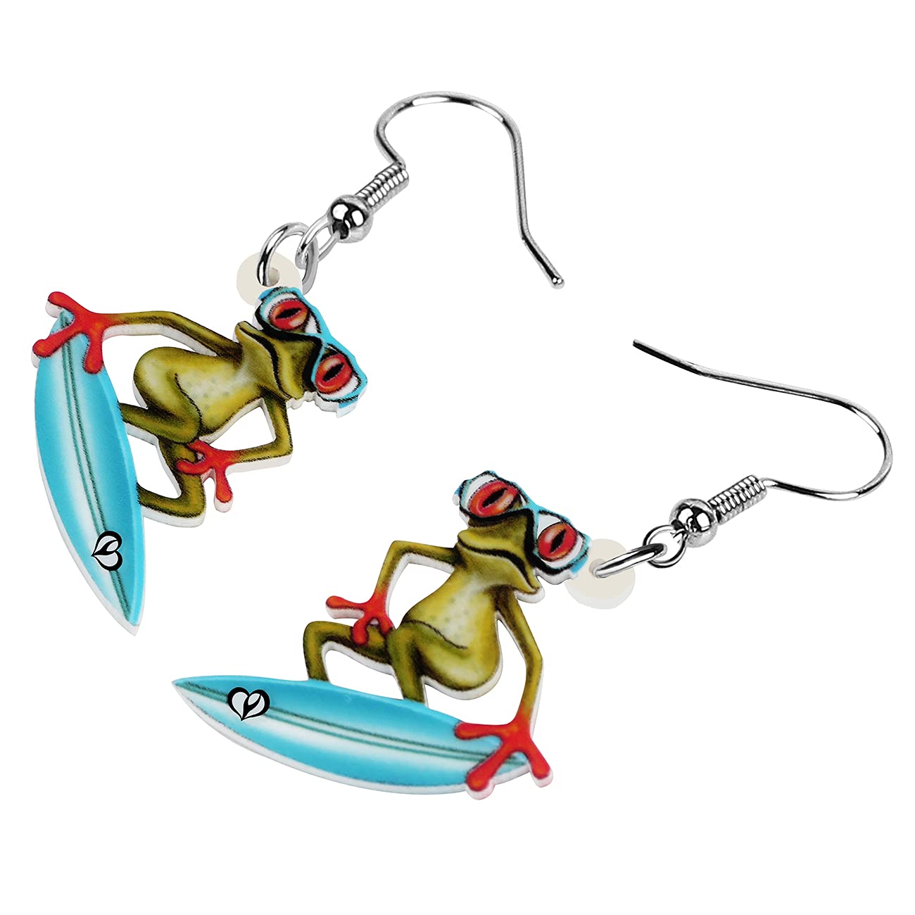BONSNY Acrylic Sweet Frog Skateboard Drop Dangle Earrings for Women - Cute Novelty Jewelry Gifts for Skaters, Punk Fashion & Unique Style Lovers - Perfect for Concerts, Parties & Everyday Wear