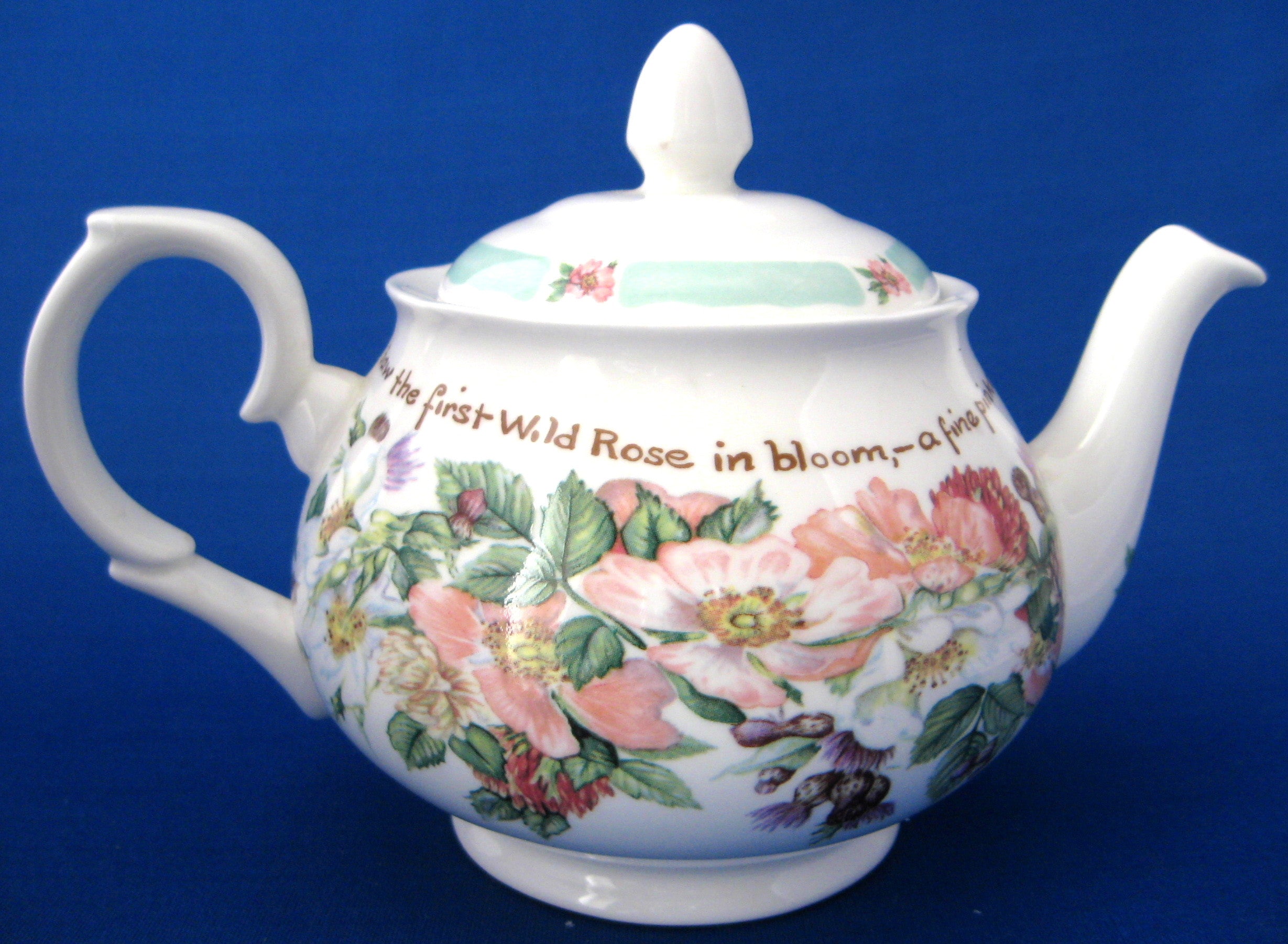 Elegant English Bone China Teapot with Victorian Lady Poetry and Country Flowers - Perfect for Afternoon Tea, Gifts, and Home Decor
