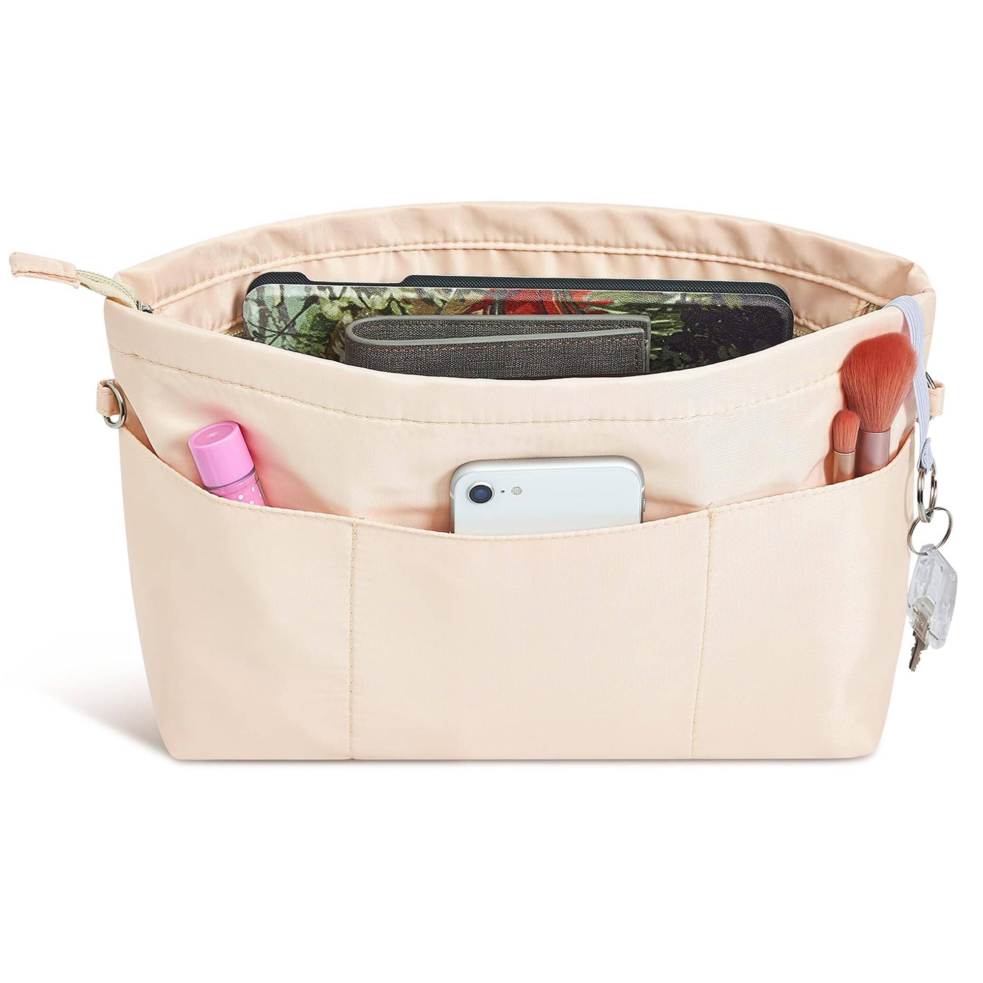 Vercord Premium Nylon Purse Organizer Insert - 13 Pockets Tote Handbag Organizer with Zipper, 5 Sizes (Small to Large) - Perfect for Travel, Work & Everyday Use to Keep Your Bag Neat & Organized