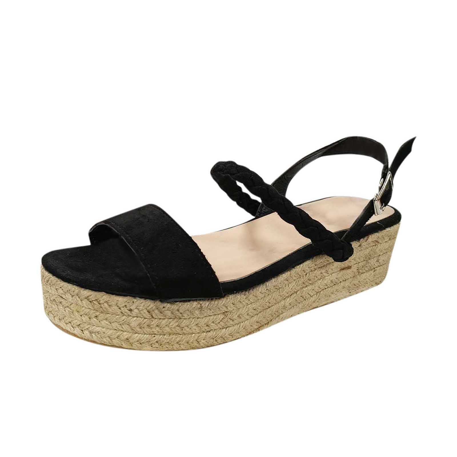 **Women's Navy Blue Roman Sandals - Casual Buckle Wedge Sandals for Ladies | Perfect for Beach, Vacation & Summer Outfits**