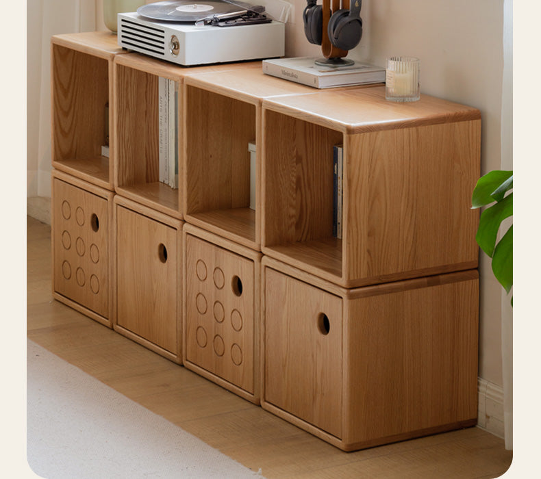 Solid Oak and Cherry Wood Bookshelf - Customizable Free Combination for Home Office, Living Room & Library Storage