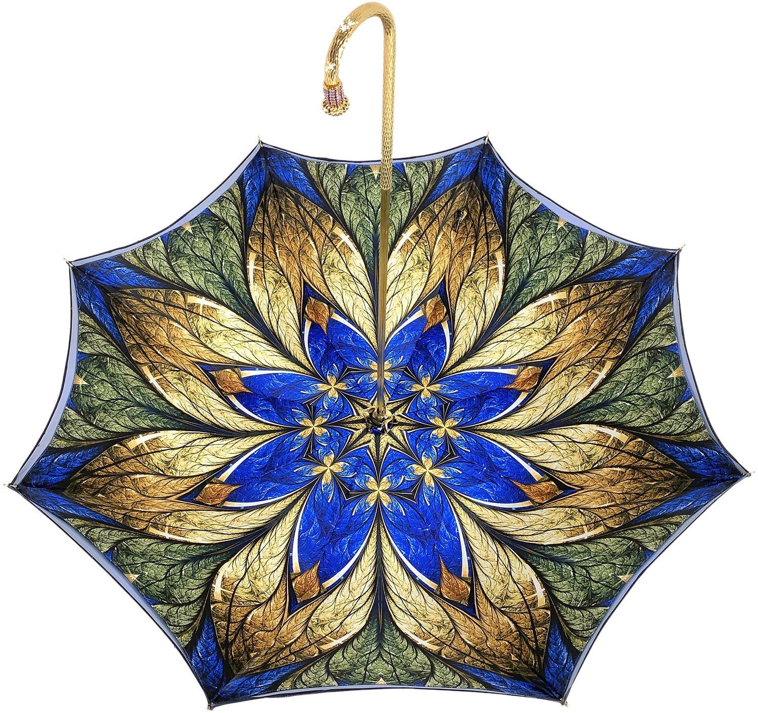 Premium Blue Umbrella with Double Cloth & Abstract Pattern - Windproof & UV Protection for Outdoor, Beach, and Daily Use
