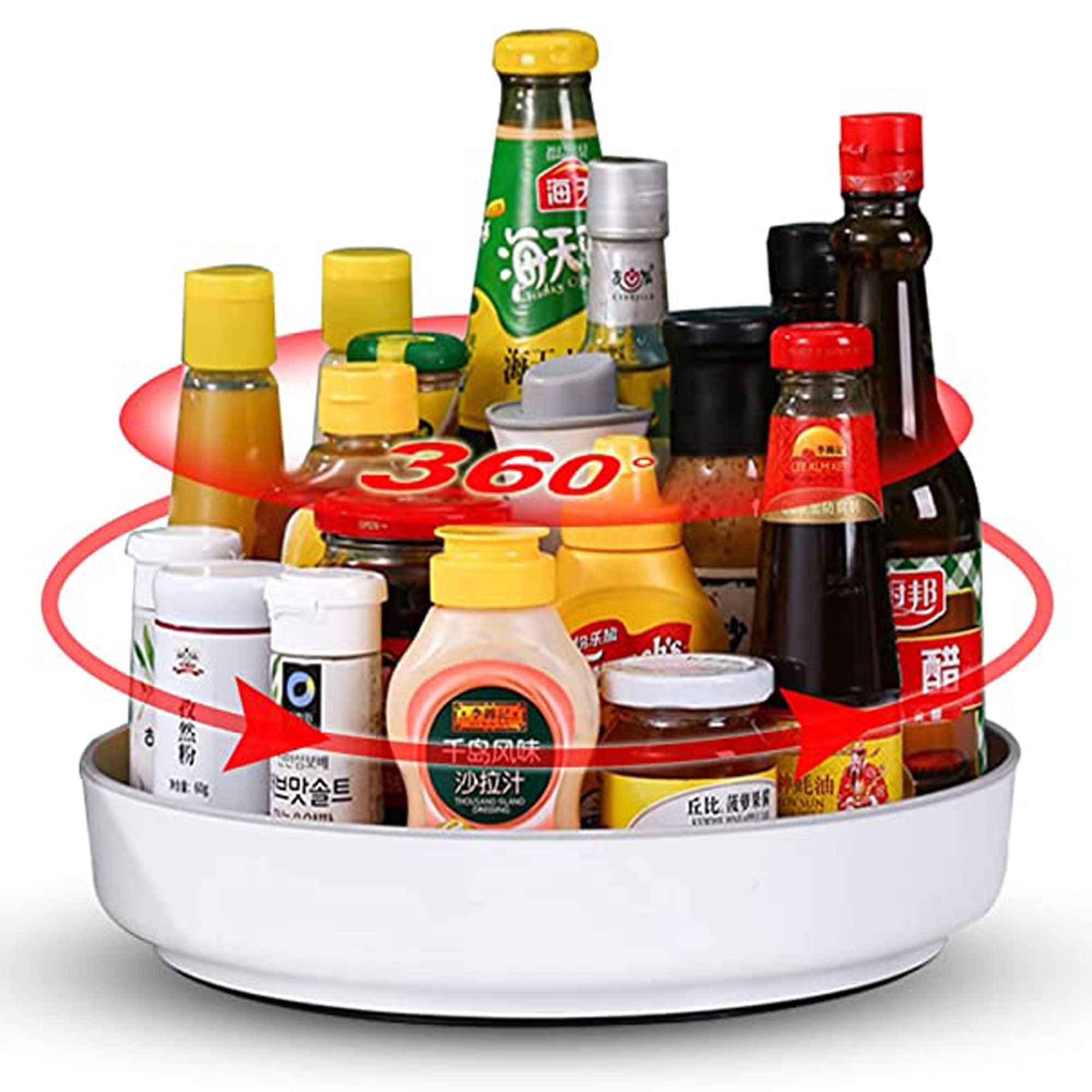 12.6 Inch Rotating Lazy Susan Turntable Organizer - Spice Rack for Kitchen Cabinet, Pantry & Countertop | Makeup & Cosmetic Storage for Vanity & Bathroom | Fridge & Shelf Organizer (Grey) - Perfect for Easy Access & Space Saving in Home & Office