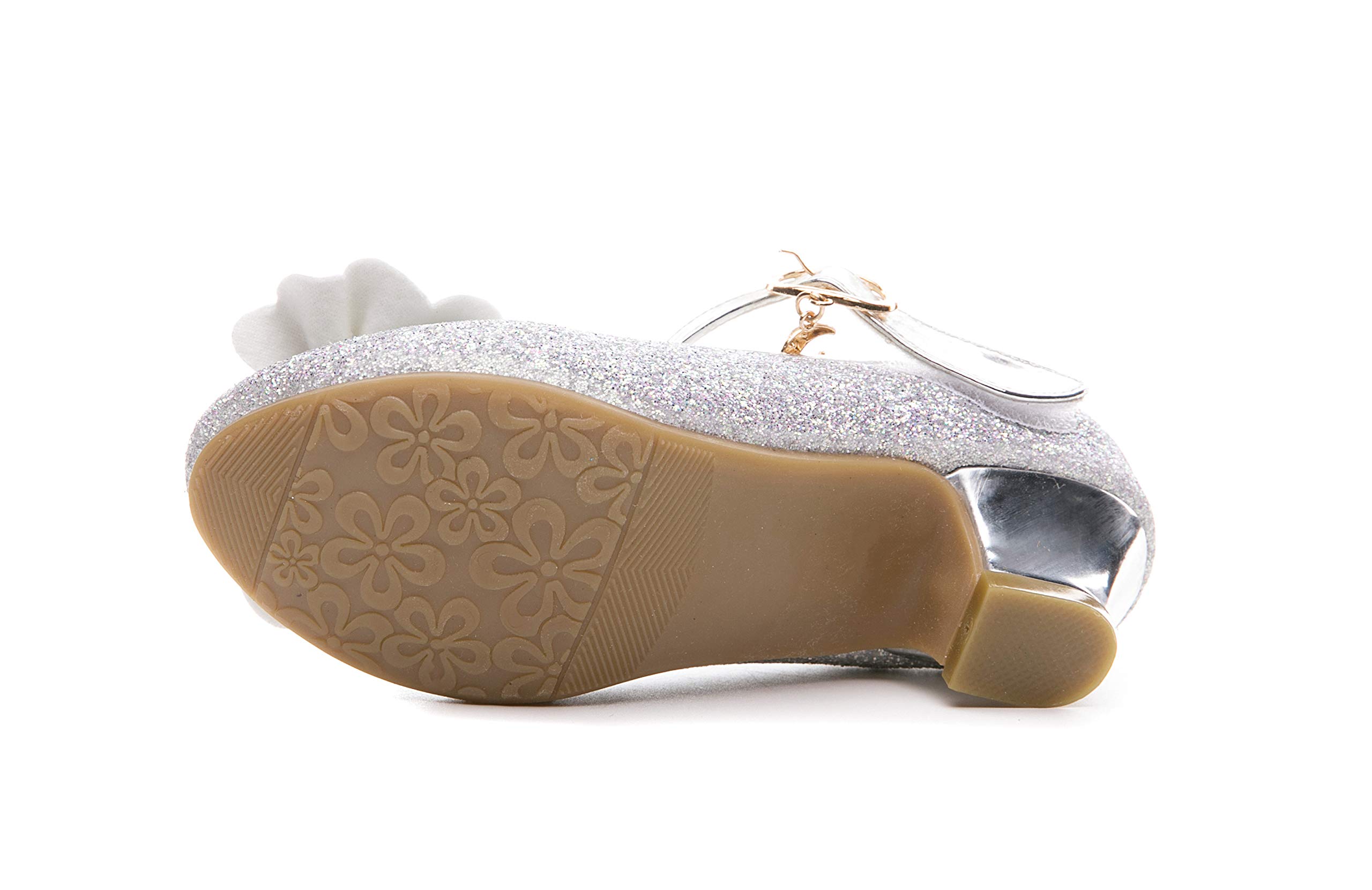 Sparkly Flower Mary Jane Pumps for Girls - Low Heel Bridesmaid & Flower Girl Shoes | Perfect for Weddings, Parties & Special Occasions