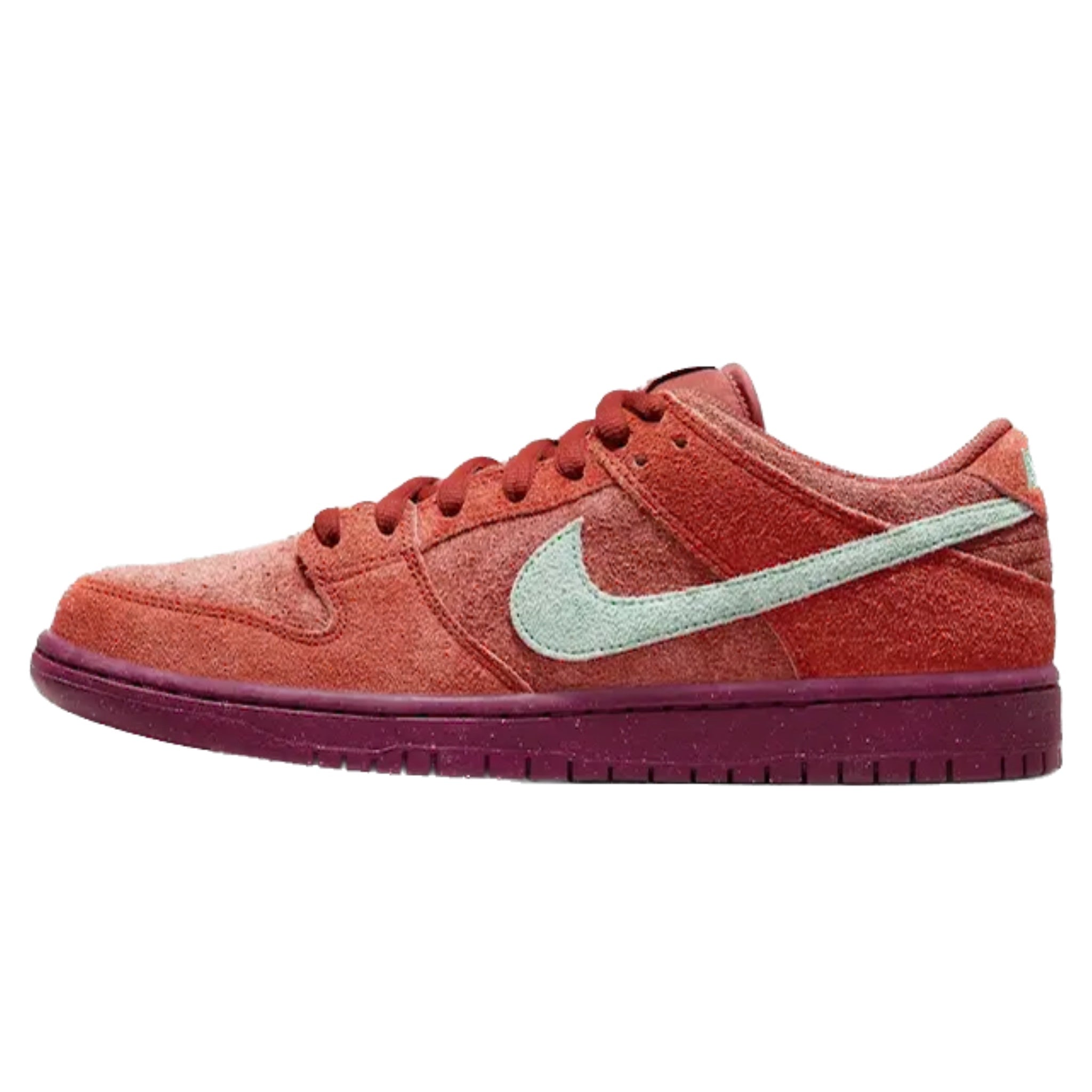 Nike SB Dunk Low Sneakers - Mystic Red, Rosewood, Emerald Rise, Rugged Orange Colorway | Men's Skateboarding Shoes for Streetwear & Casual Wear