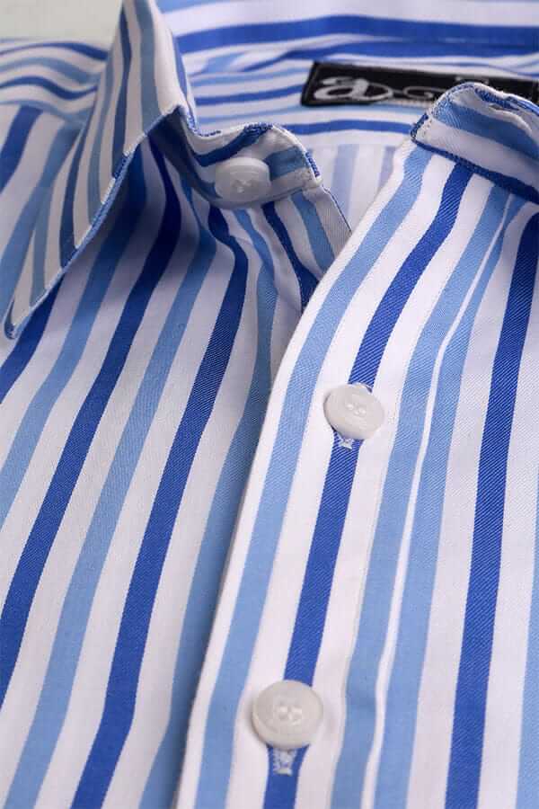Stylish Duo Colored Blue Stripes Formal Shirt for Men | Business & Office Wear | Perfect for Professional Meetings & Special Occasions