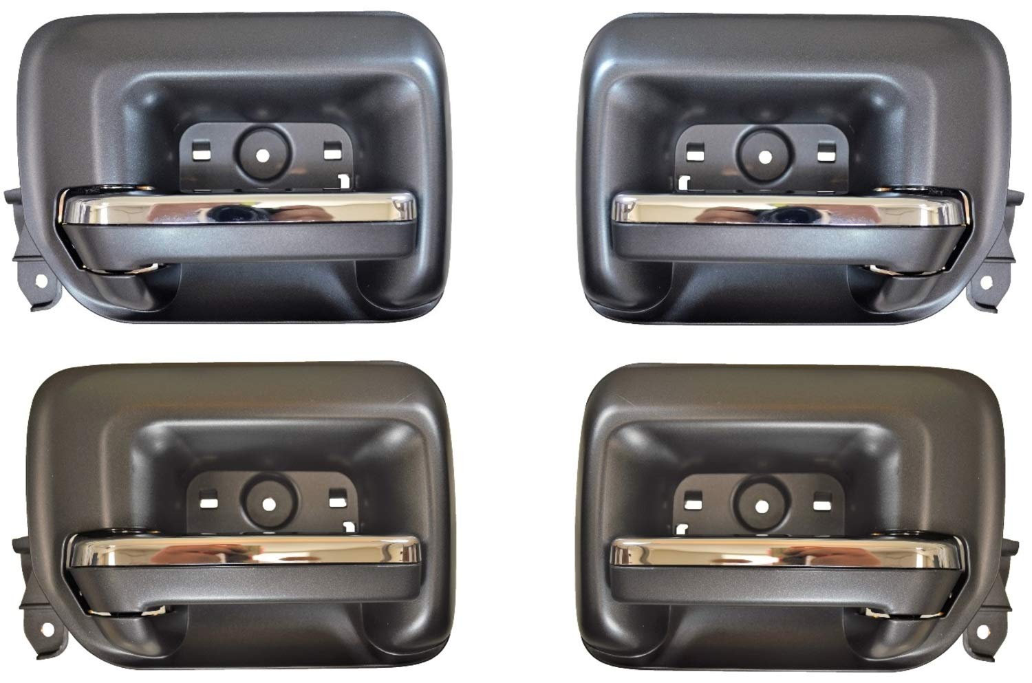 GM-2549MA-QP Black Interior Door Handle Set of 4 - Front & Rear Left/Right Compatible with Select GM Vehicles - Chrome Accent for Stylish Upgrade - Perfect for Car Interior Restoration & DIY Auto Repair