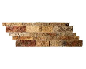 Scabos Travertine Split Face Ledger Panel 6x24 - Natural Stone Wall Tile for Kitchen Backsplash, Bathroom & Fireplace | Waterproof & Durable