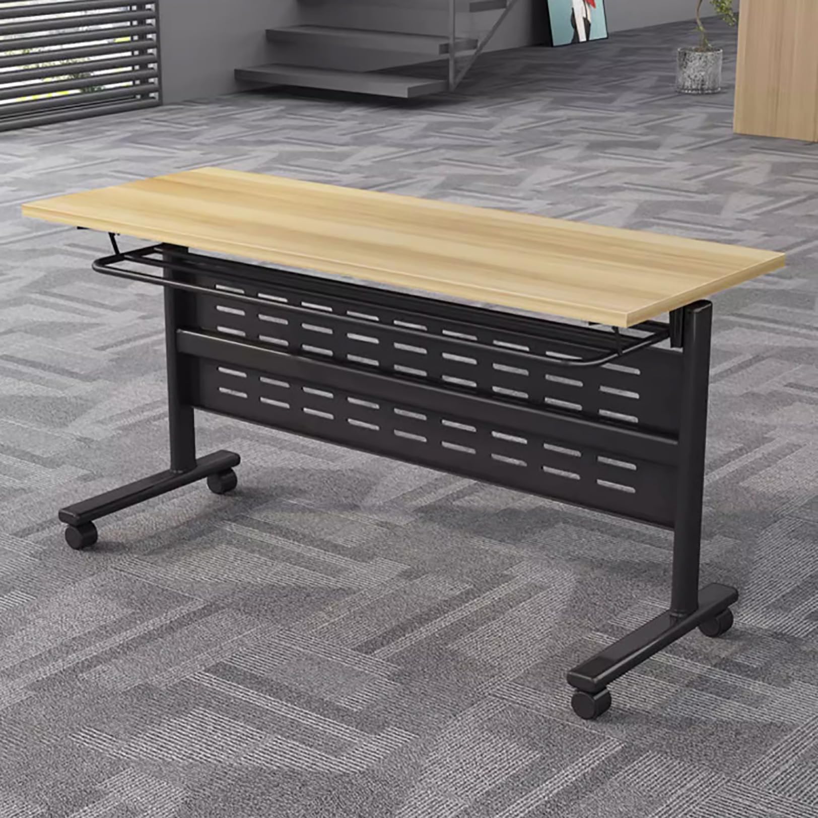 Foldable Conference Table with Wheels - Mobile Flip Top Training Table for Office, Classroom & Meetings | Portable & Space-Saving Design for Business, Education & Event Spaces
