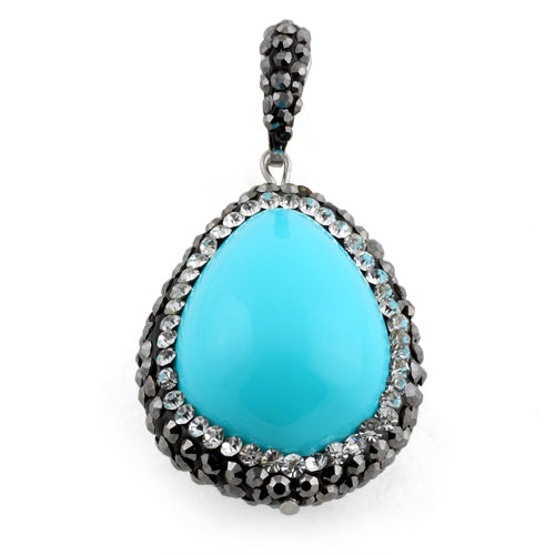 Stainless Steel Blue Oval Stone CZ Pendant Necklace for Women - Elegant Cubic Zirconia Jewelry Gift for Birthday, Anniversary & Special Occasions