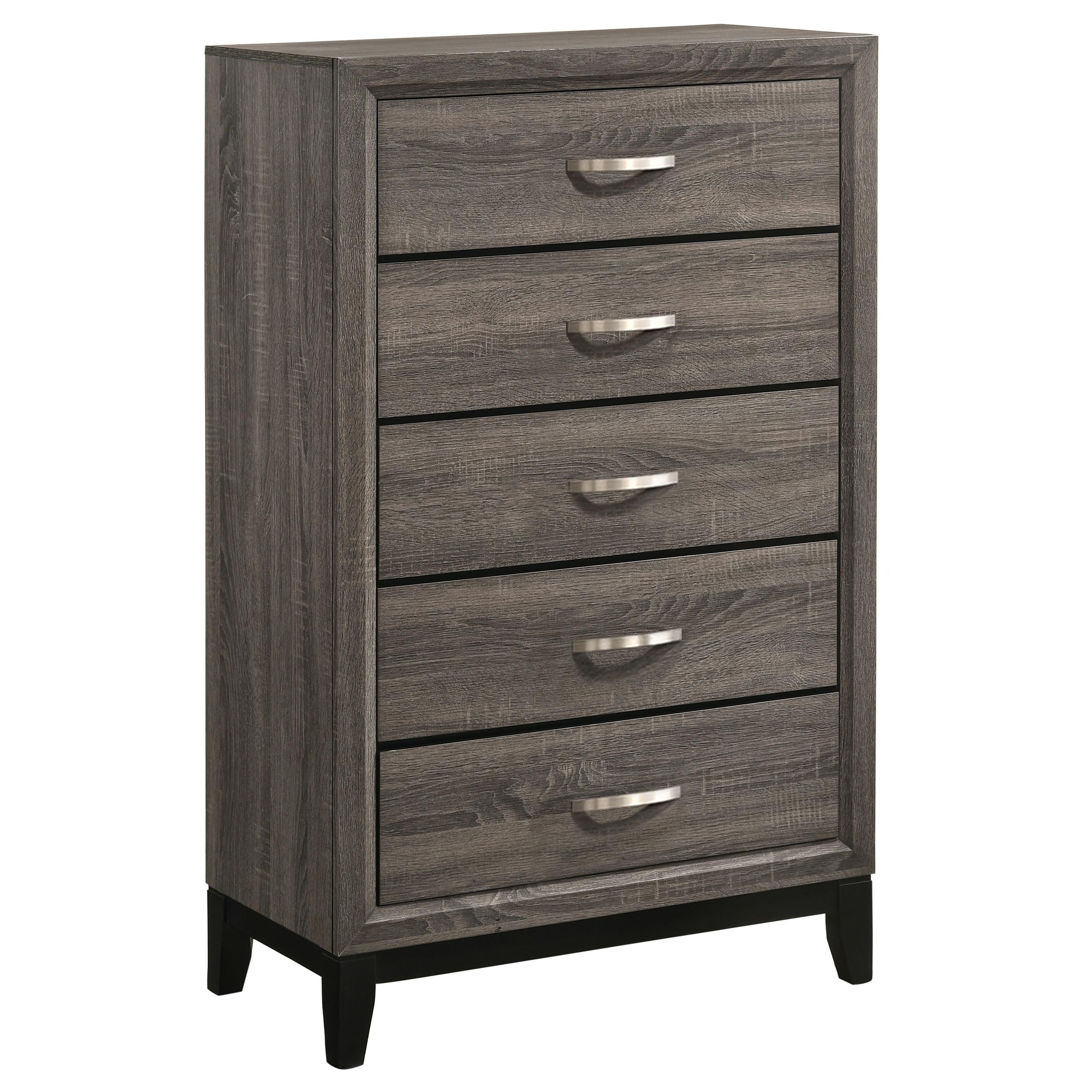 Coaster Home Furnishings Watson 5-Drawer Tall Dresser - Transitional Wood Bedroom Chest, Grey Oak Clothing Storage Cabinet & Organizer | Perfect for Master Bedroom, Guest Room, or Dormitory Organization