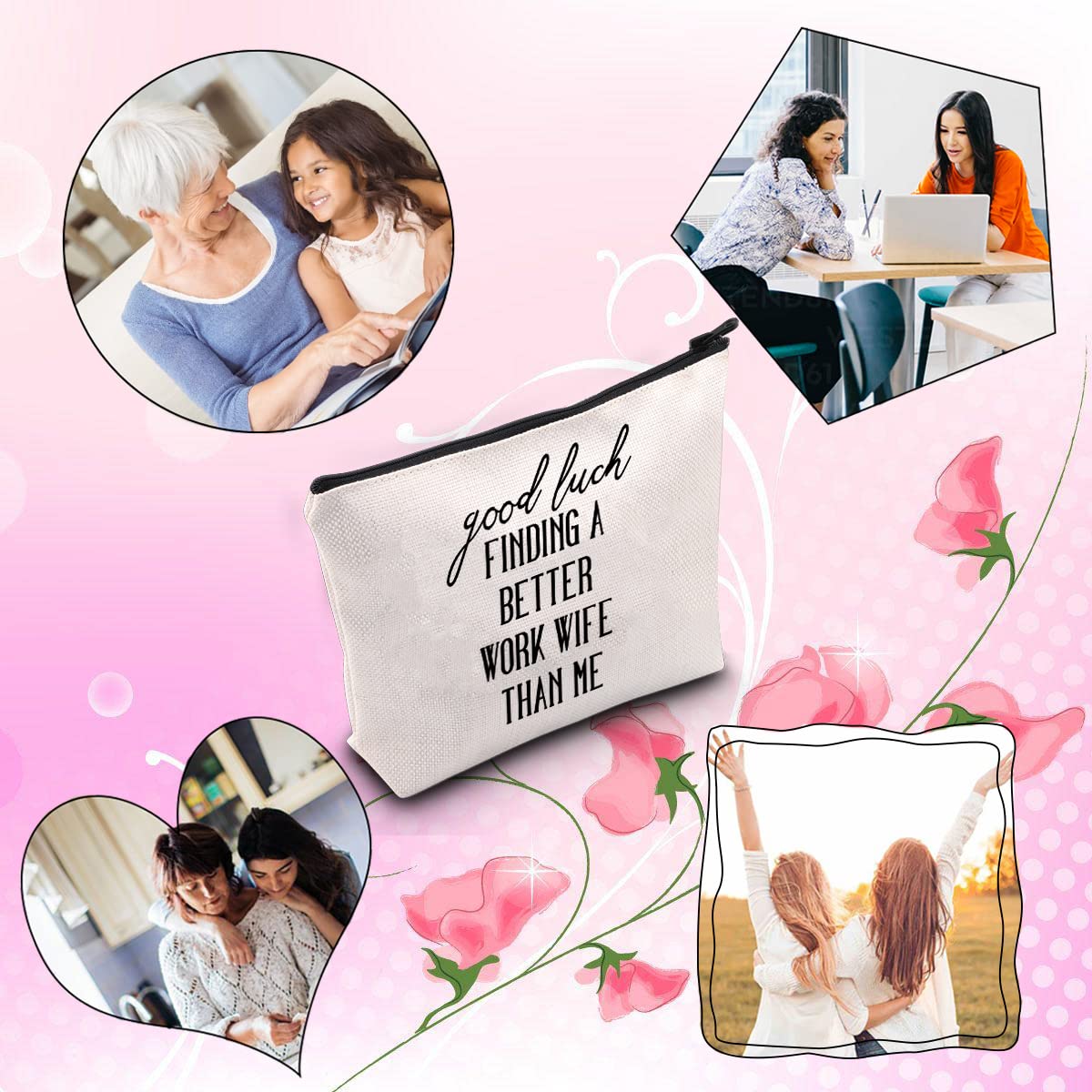 TSOTMO Work Wife Appreciation Gift - Elegant Marble Cosmetic Bag for Makeup, Toiletry & Travel | Perfect Gift for Women, Coworkers & Friends | Office, Bridal Shower & Birthday Present