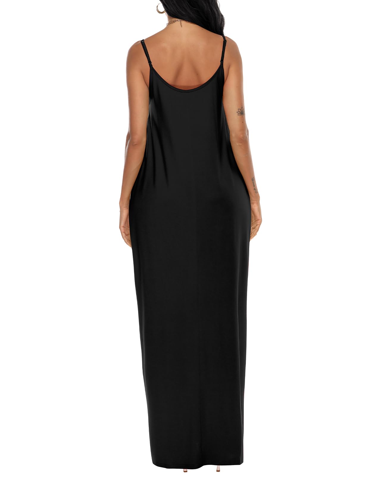 OFEEFAN Women's Summer Maxi Dress - Spaghetti Strap Flowy Long Dress with Pockets | Beach Cover Up, Vacation Outfit, Casual Sundress for Outdoor Activities