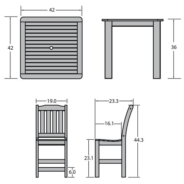 Lehigh 5-Piece Square Counter Height Outdoor Dining Set 42 x 42 - Perfect for Patio, Deck, Garden & Backyard Entertaining