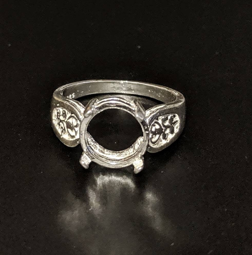 14K Gold or Sterling Silver 6-10mm Round Cabochon Filigree Pre-Notched Ring Setting – Size 7 (Item #163561/143561) – Perfect for Jewelry Making, DIY Crafting & Custom Ring Designs