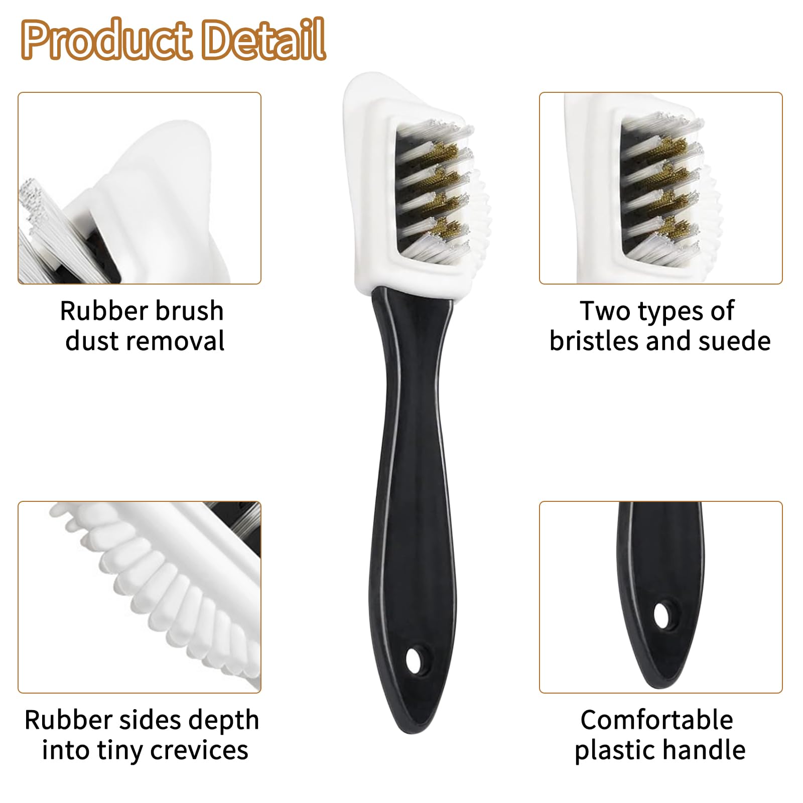 Premium Suede & Nubuck Shoe Brush with Cleaning Eraser - 4-Sided Multifunctional Brass Bristle Shoe Cleaner for Boots, Sneakers & Leather Shoes - Perfect for Home, Office & Travel Shoe Care