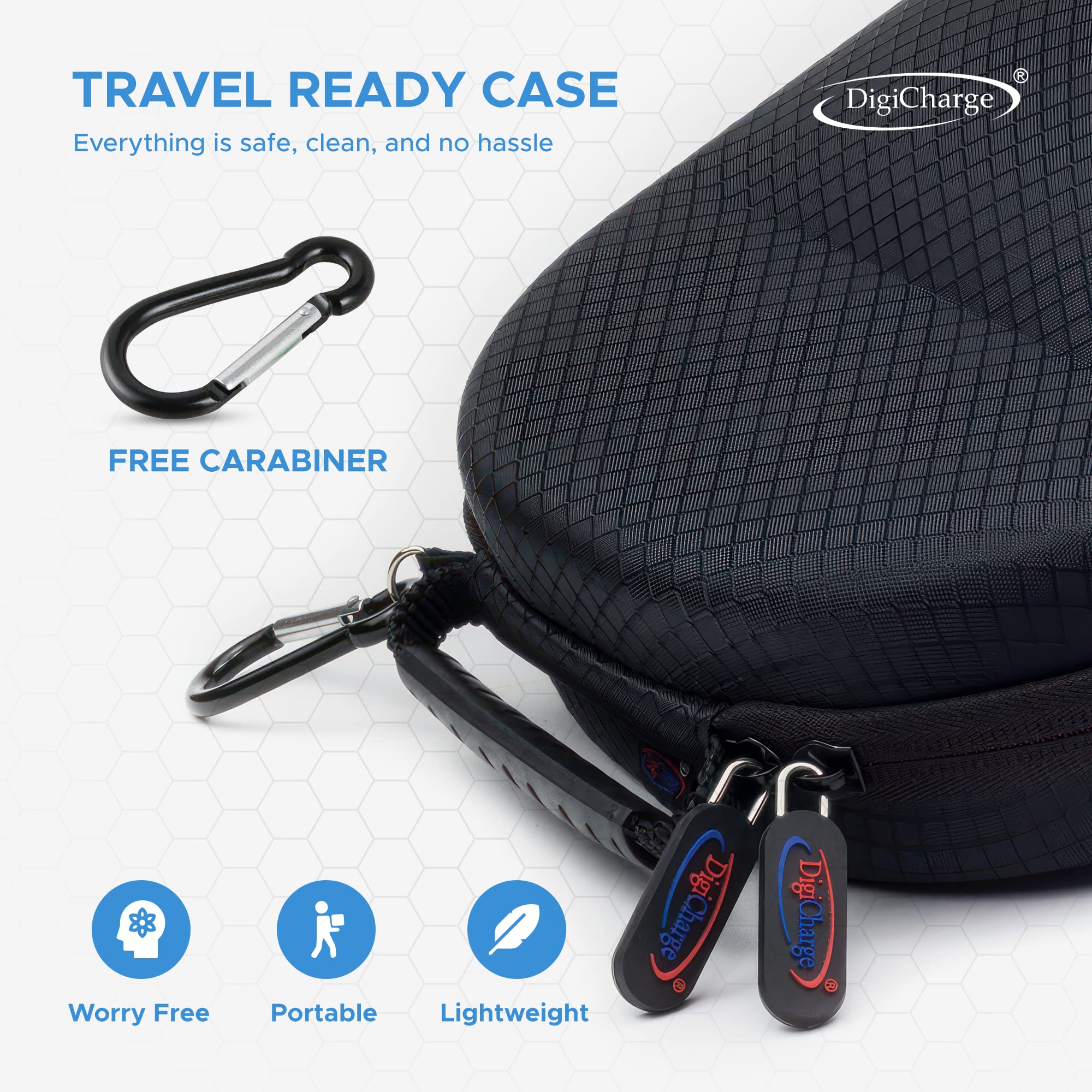 Digicharge Hard Protective Carry Case for Sony, JBL, Beats, Bose Over-Ear Headphones & SteelSeries Nova Arctis Prime, Mpow, Beexcellent, Logitech Gaming Headsets (19x23cm) - Durable Travel Storage for Headphone Protection at Home, Office, Gym or Travel