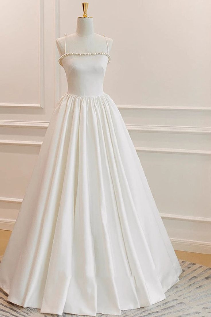 Elegant A-Line White Wedding Dress for Bride - Formal Party Gown J5631 | Perfect for Church Ceremony, Reception & Evening Events