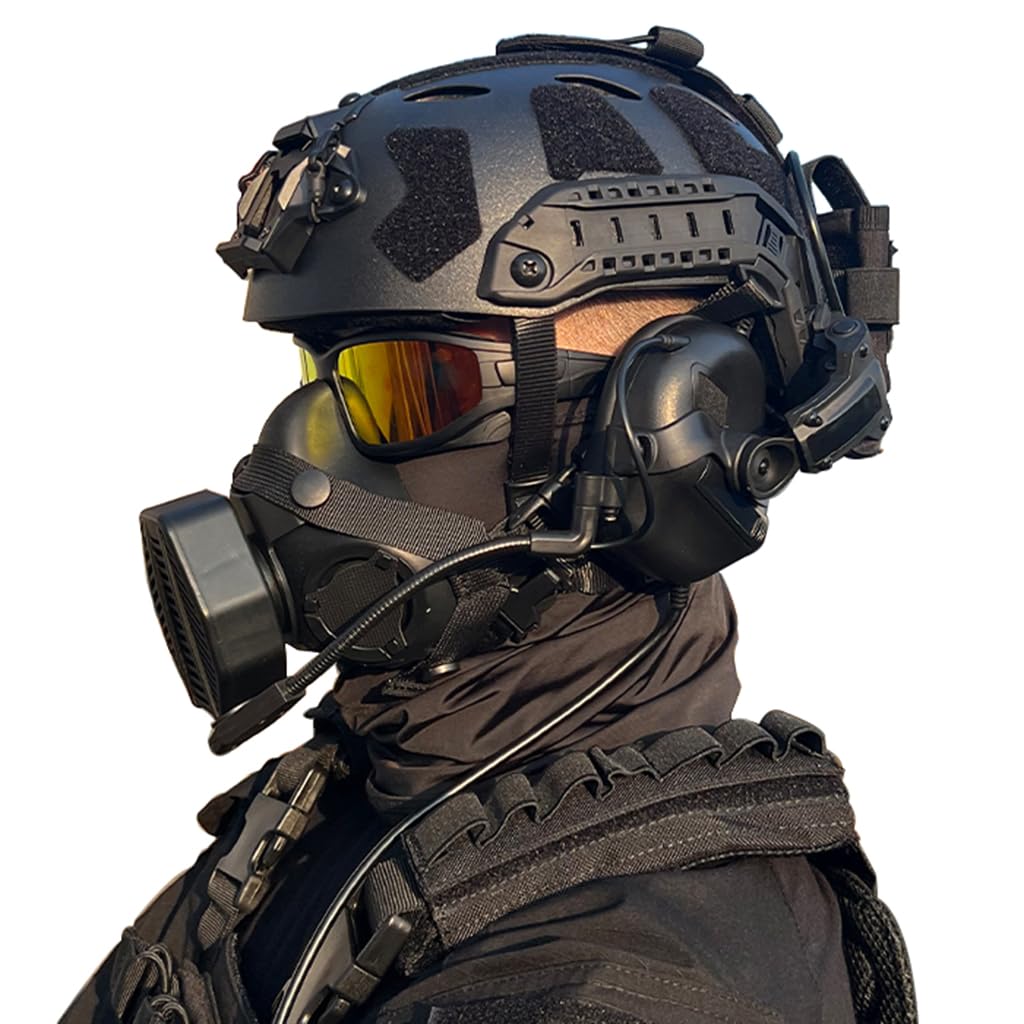 Tactical Fast SF Airsoft Helmet Set with Noise Canceling Headset, Paintball Mask, Goggles, Battery Bag & Signal Lights | L4G24 & NVG Models | Adjustable Hunting Gear for CS, Outdoor BBS Games & Military Simulation