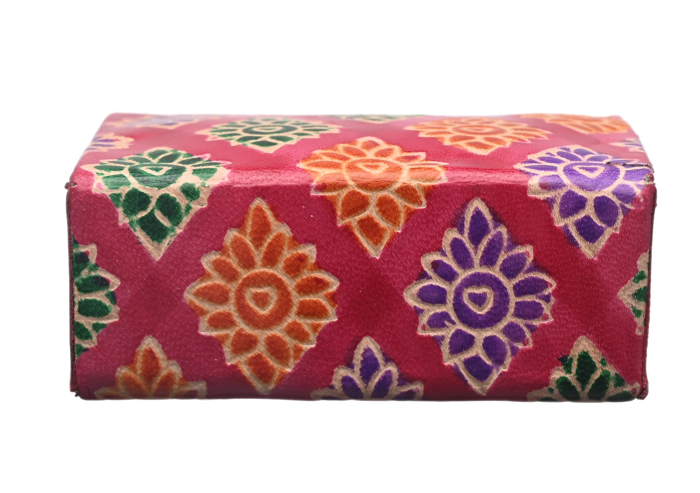 Premium Leather Lipstick Case Holder with Mirror - Traditional Floral Design Jewelry Box Organizer for 2 Lipsticks - Perfect for Handbags & Crossbody Bags (Dark Pink) - Ideal Gift for Women, Makeup Lovers & Travel Accessories