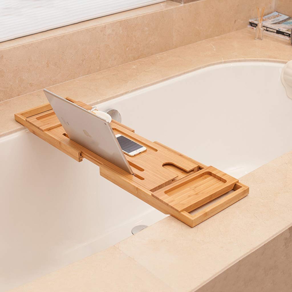 Retractable Multifunctional Bamboo Bathroom Shelf - Bathtub Stand with Multi-Layer Storage, Modern Breathable Drain Tray for Shampoo, Conditioner & Soap - Perfect for Small Bathrooms & Spa-Like Showers