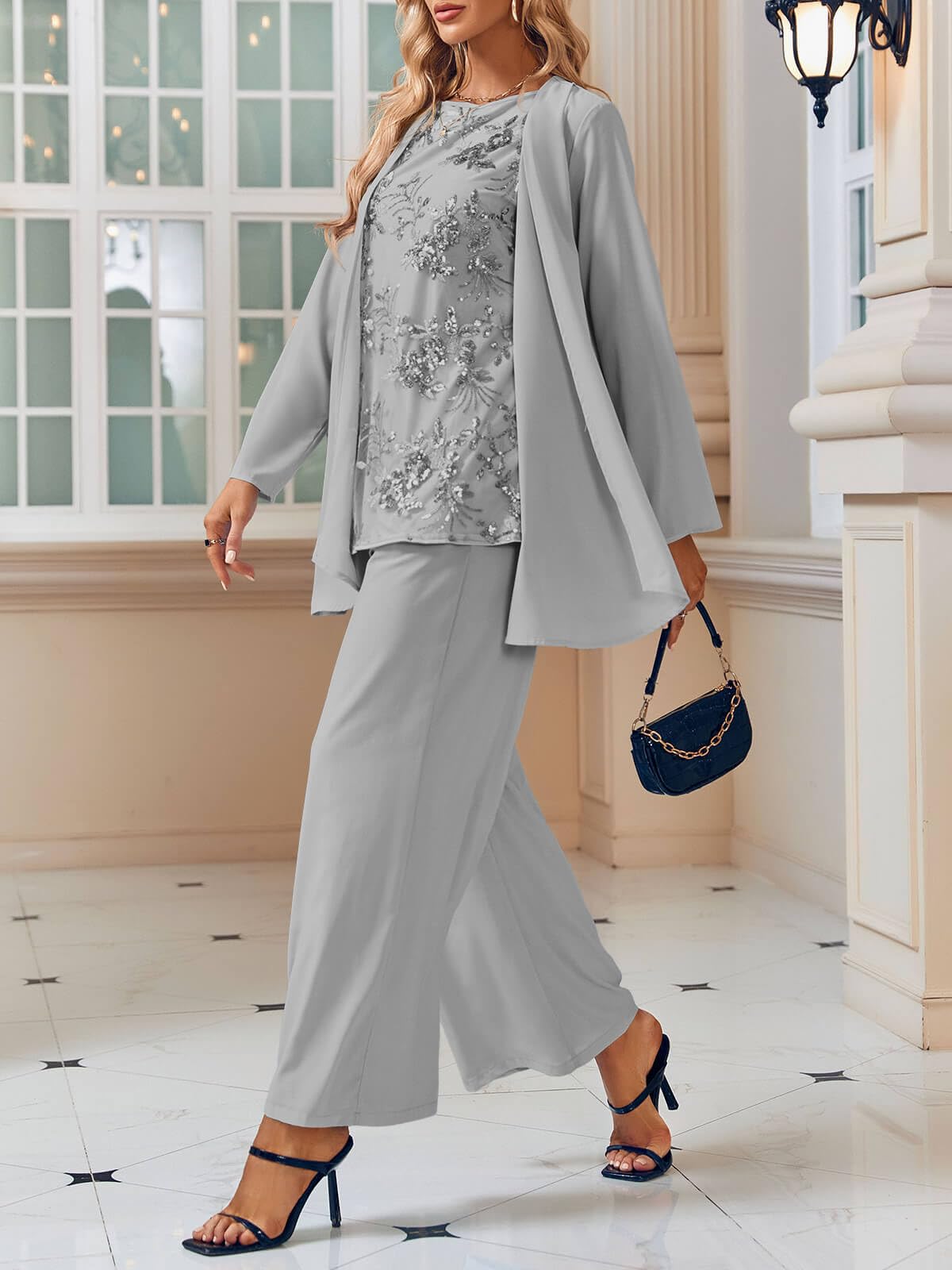 Elegant Women's 3-Piece Lace Pantsuit Set - Mother of the Bride Outfit, Wedding Guest Formal Attire, Plus Size Dressy Suits for Special Occasions | Perfect for Weddings, Parties, and Formal Events