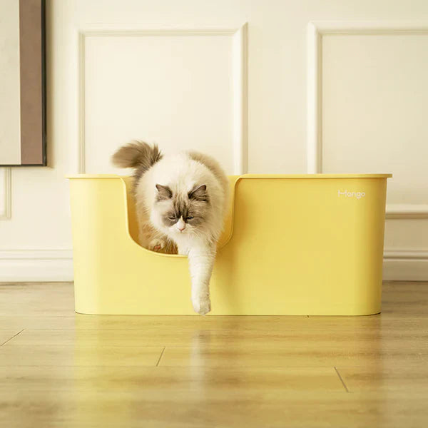 Premium Mango Open Litter Box for Large Cats - Extra Spacious Design for Comfortable Use | Ideal for Maine Coons, Ragdolls & Big Breeds | Perfect for Home, Apartment & Multi-Cat Households