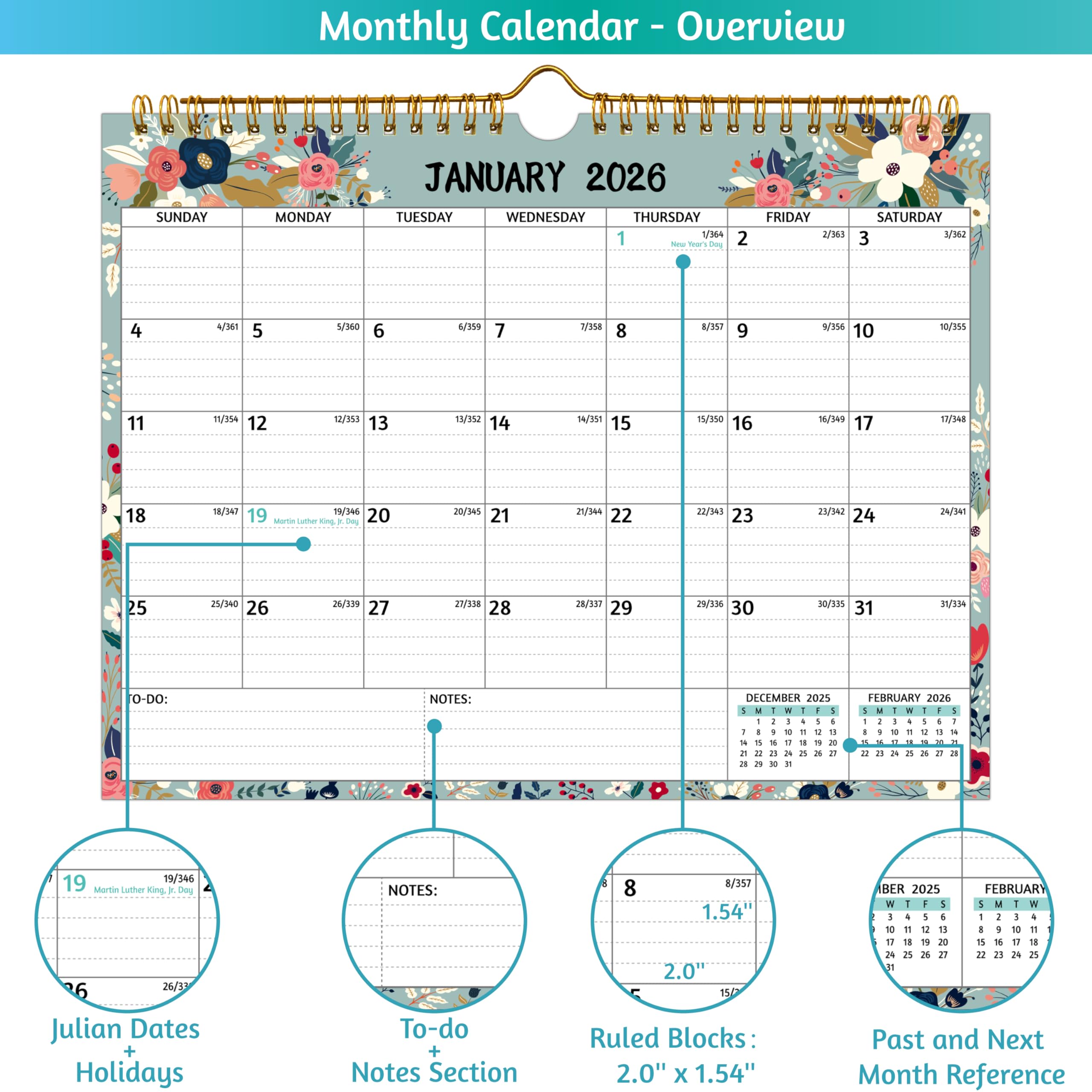 2025-2027 Wall Calendar | 2 Year Monthly Planner (July 2025 - June 2027) | 14.57