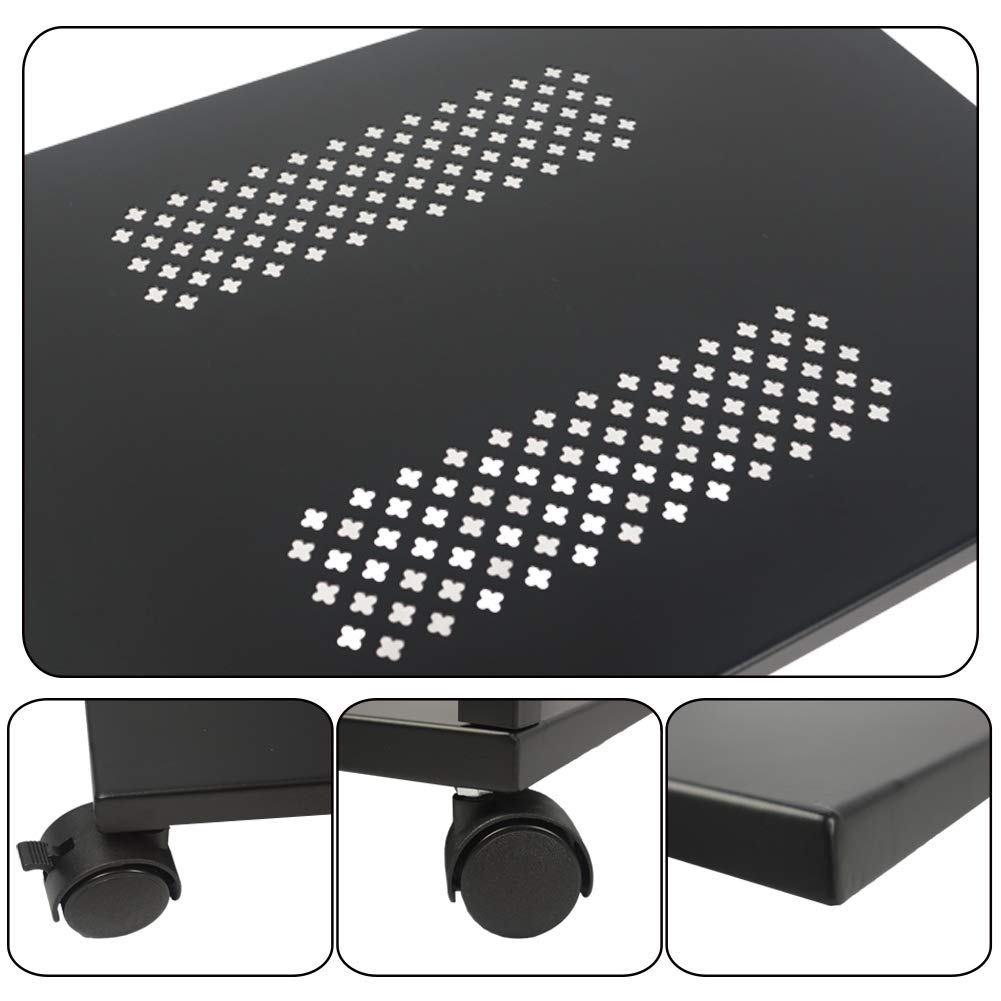 Lockable Wheels C-Shaped End Table - 26 Inch Modern Snack Coffee Table for Sofa, Couch & Bed - Indoor/Outdoor Use in Living Room, Bedroom, Office, Patio & Balcony - Matte Black Finish | Perfect for Small Spaces & Entertaining Guests | Fast 3-5 Day Delivery