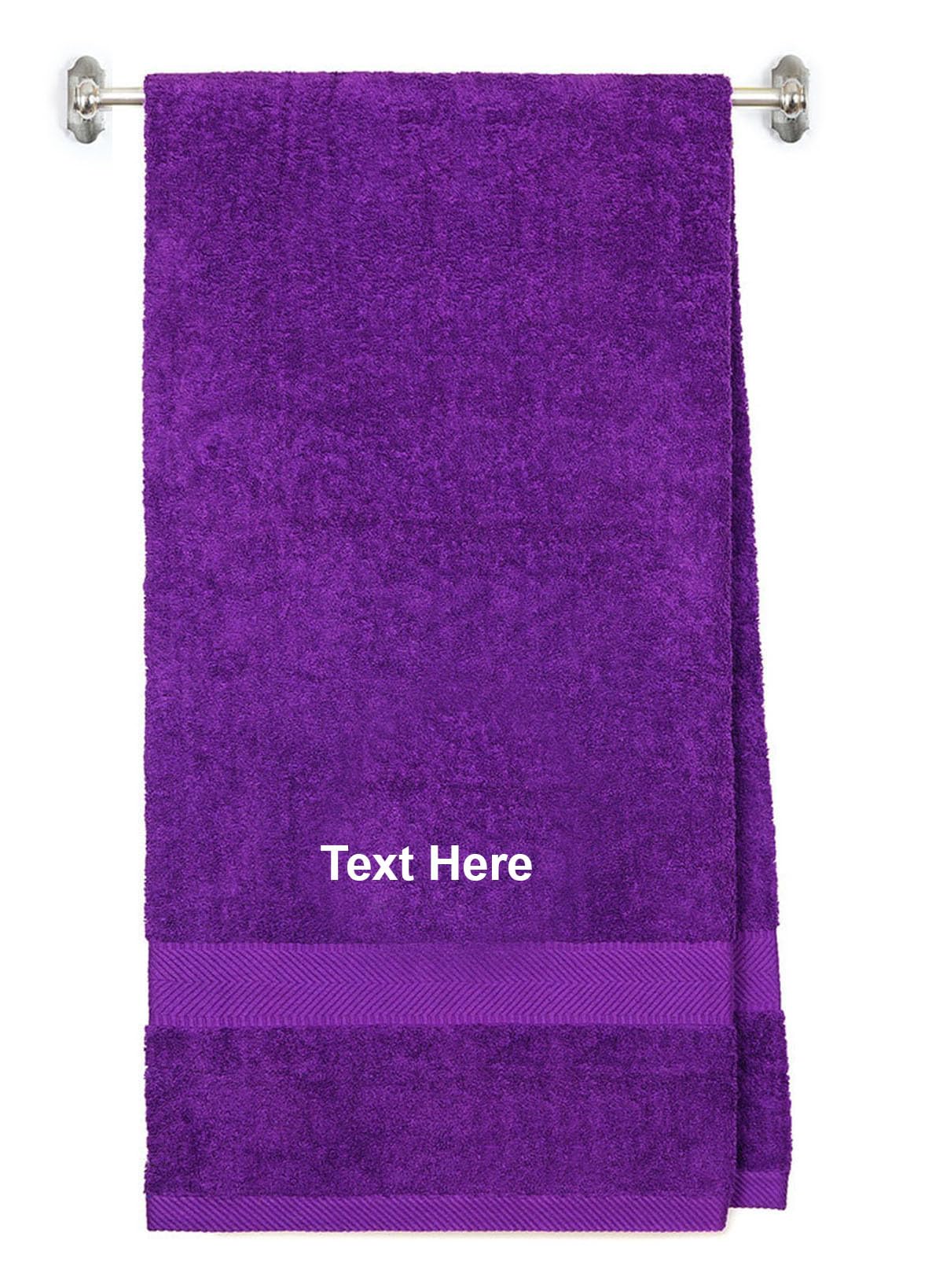 Personalized Embroidered Extra Large Terry Cotton Bath Towel - Custom Monogram Bath Sheet for Bathroom, Spa, Housewarming & Wedding Gifts - Soft Absorbent Purple Towel for Luxury Bathing, Poolside & Hotel Use
