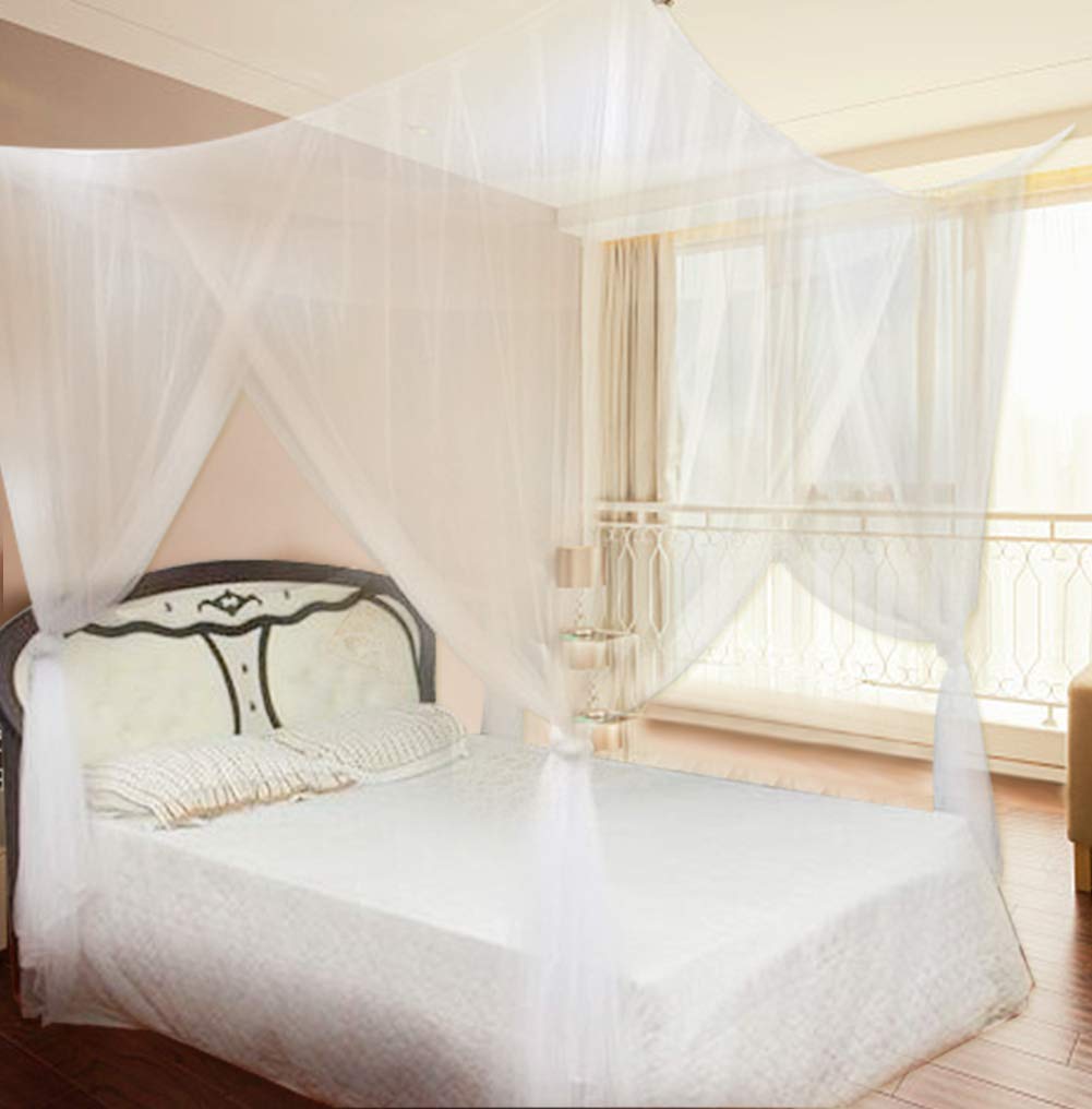 Extra Large White Full Queen Bed Canopy Net - Romantic Bedroom Decor for Weddings, Nursery, or Boho Chic Style