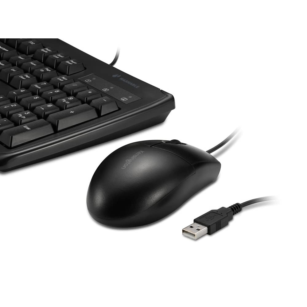 Kensington Pro Fit Washable Wired Desktop Set (K70316US) - Ergonomic Keyboard & Mouse Combo for Office, Gaming & Home Use - Spill-Resistant & Durable for Daily Computing Tasks