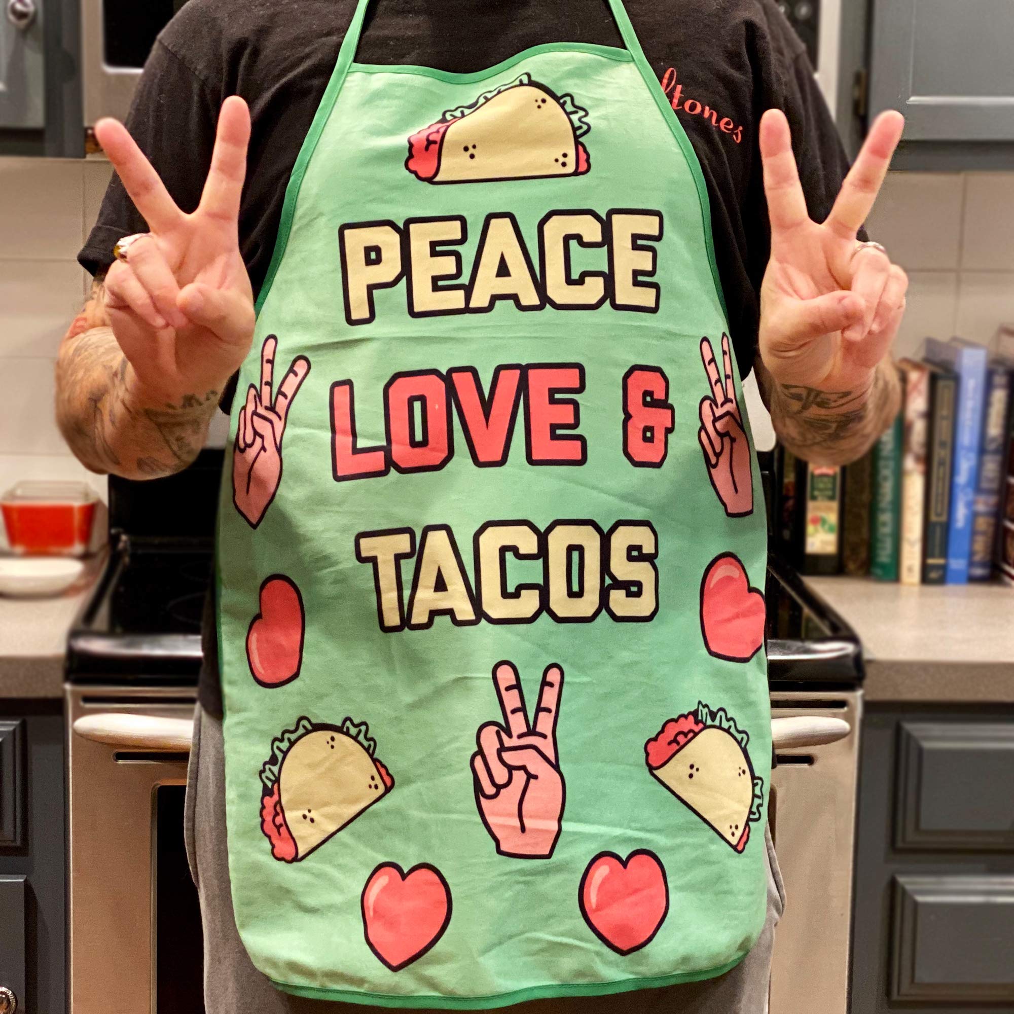 Funny Peace Love Tacos Graphic Novelty Kitchen Accessories - Perfect for Taco Lovers, Gifts & Themed Parties
