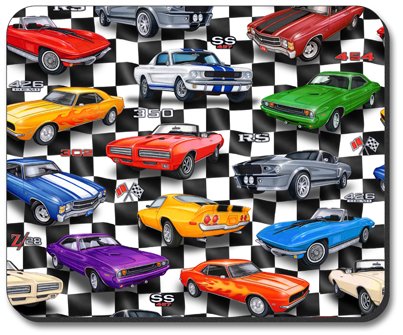 Dan Morris Muscle Cars Art Plates Mouse Pad - High-Quality Gaming & Office Desk Accessory for Car Enthusiasts