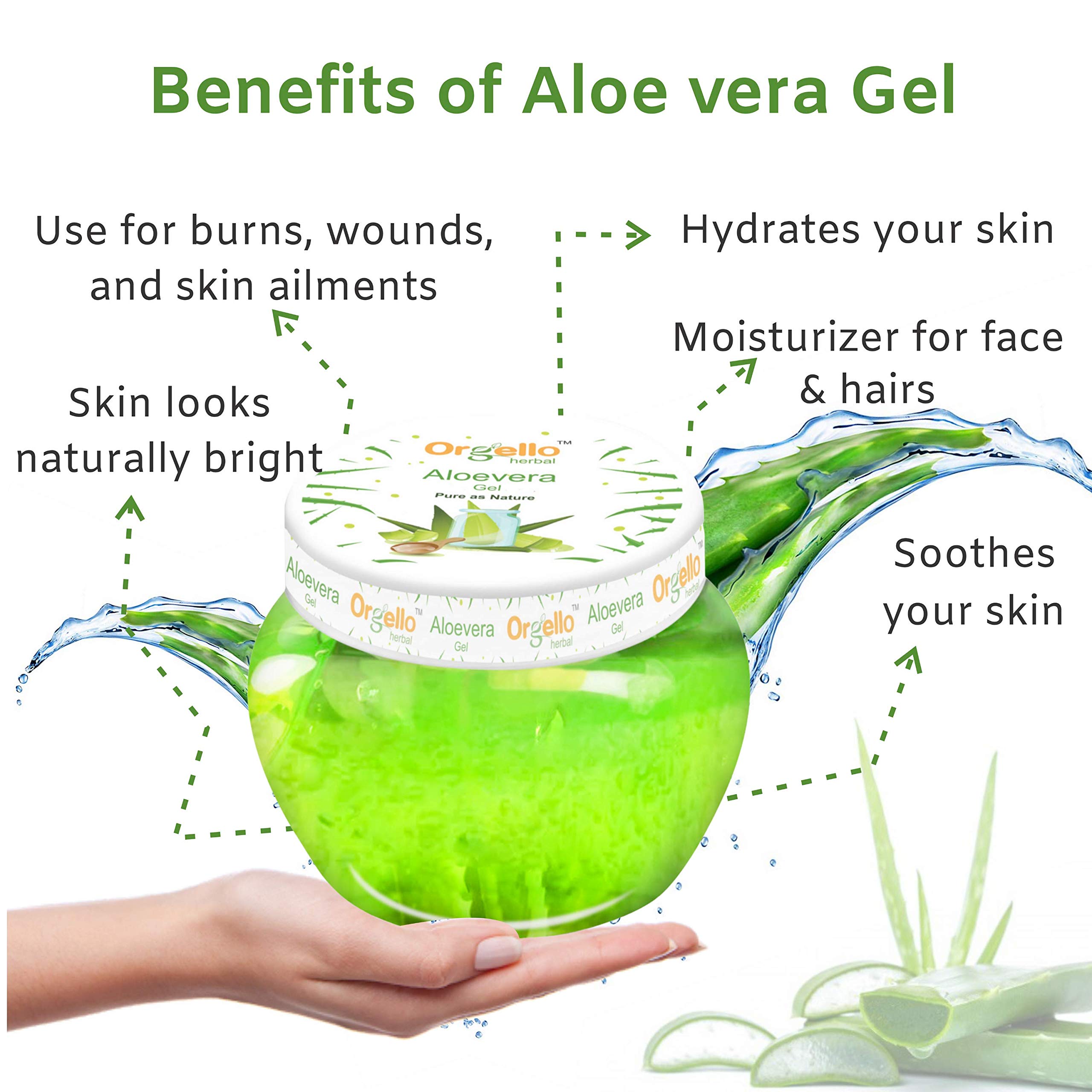 Organic Aloe Vera Gel for Face & Hair - 2 Pack (200g Total) | Hydrating Skin Care & Hair Treatment for Acne, Scars & Glowing Skin | Perfect for Daily Moisturizing, Sunburn Relief & Scalp Care