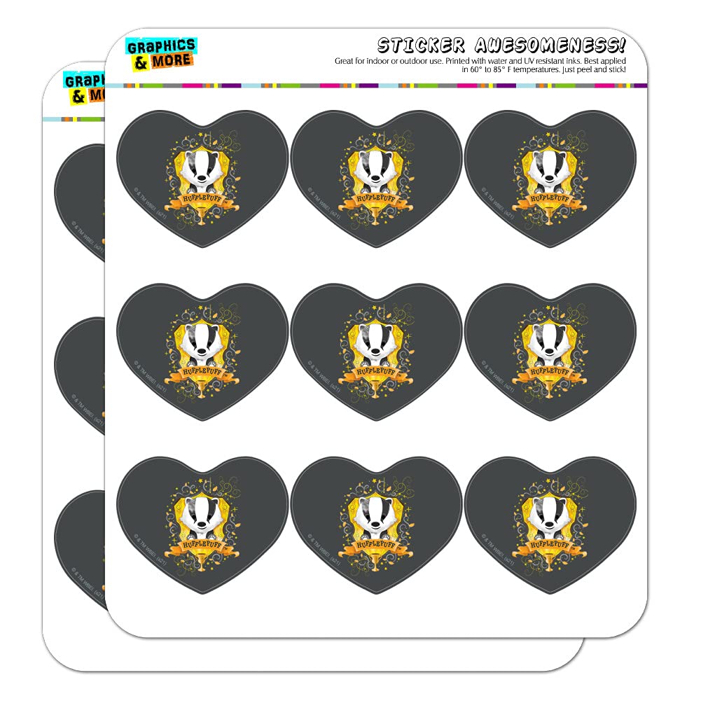 Harry Potter Hufflepuff Crest Heart Shaped Planner Stickers - Scrapbook & Journal Decoration for DIY Crafts, Bullet Journaling, and Gift Wrapping