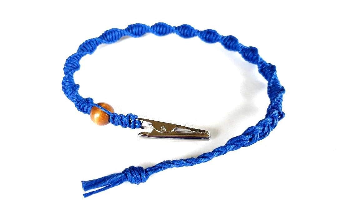 Handmade Blue Spiral Hemp Adjustable Alligator Clip Anklet Bracelet - Boho Beach Jewelry for Women, Summer Festival Accessories, Yoga & Vacation Wear