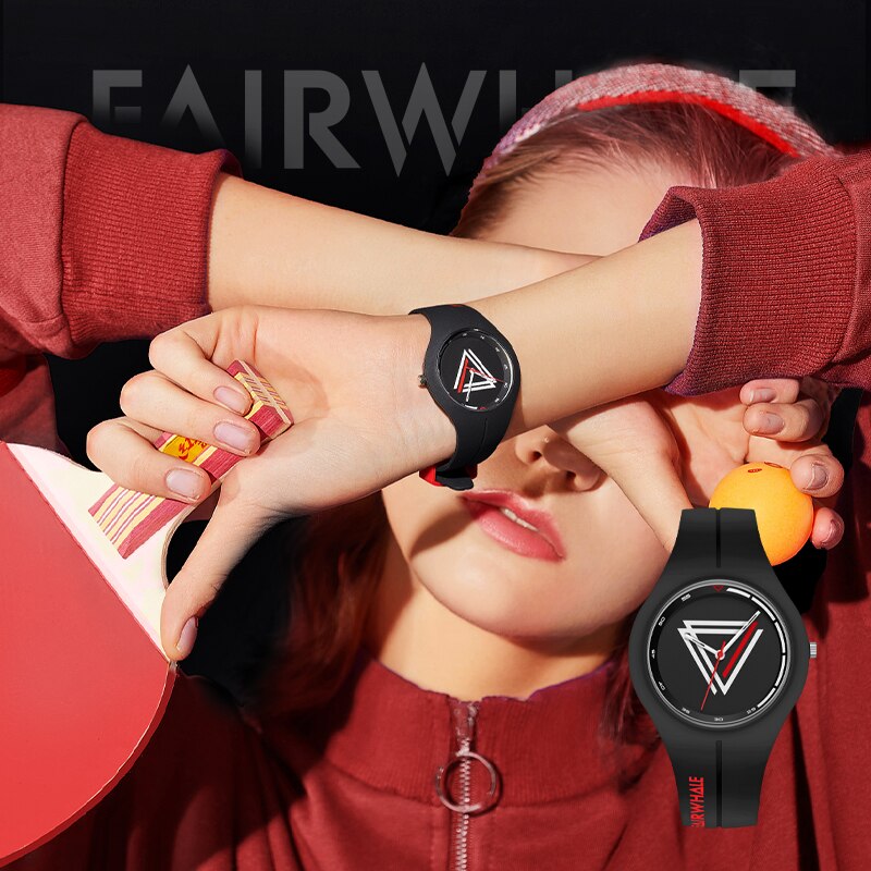 Mark Fairwhale Triangle Logo Dial Watch for Men - Stylish Minimalist Analog Wristwatch with Leather Strap - Perfect for Business, Casual Wear & Everyday Use