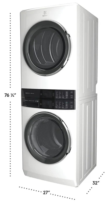 Electrolux ELTE760CAW 5.2 Cu. Ft. Front Load Washer & 8 Cu. Ft. Electric Dryer Laundry Tower in White - Perfect for Small Spaces & Energy-Efficient Home Laundry