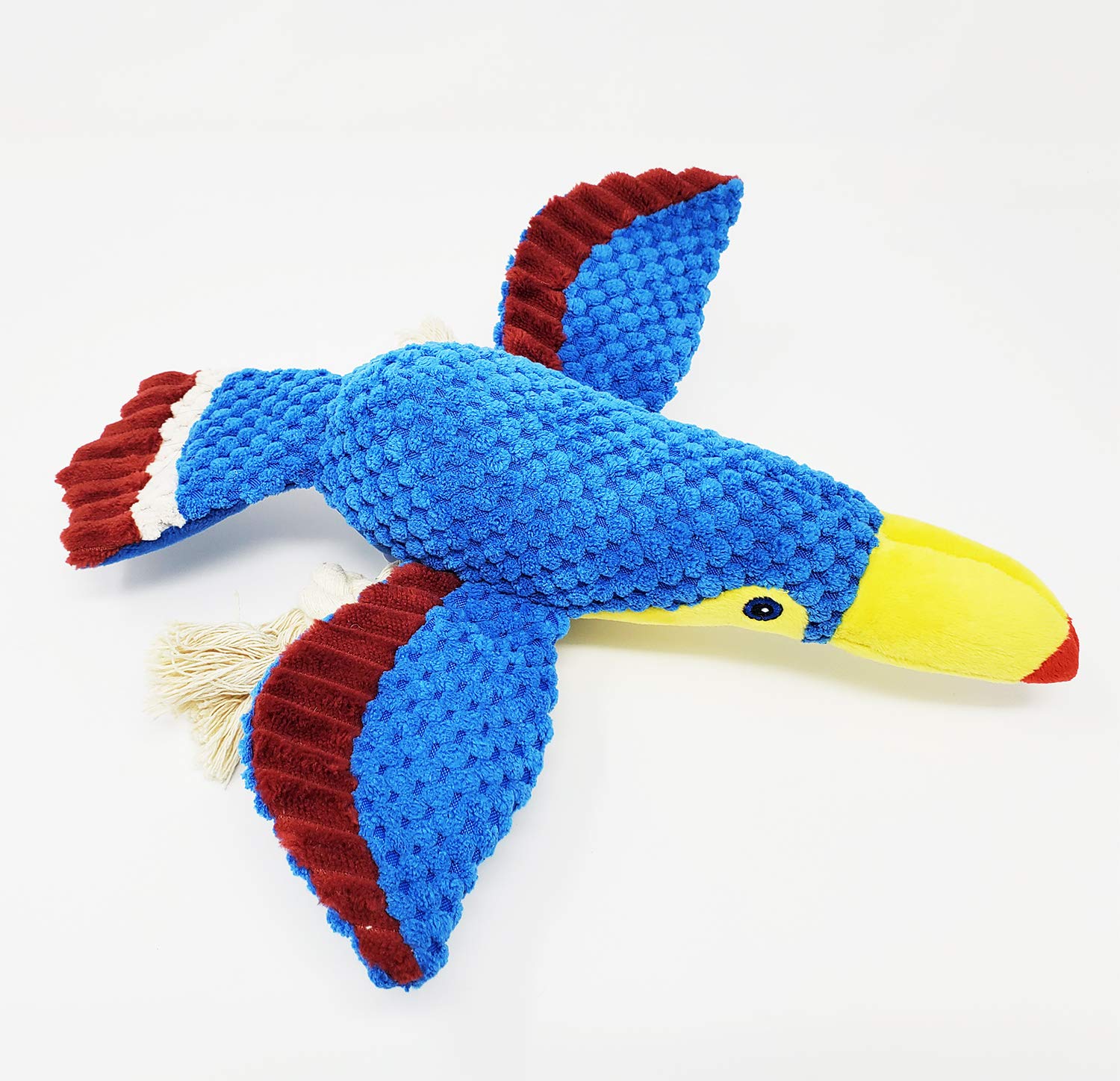 Moonshuttle Squeaky Plush Bird Dog Toy - Durable Interactive Chew & Fetch Toy for Aggressive Chewers, Puppy Teething - Perfect for Indoor Play, Outdoor Training & Bonding (Tropical Bird Design)